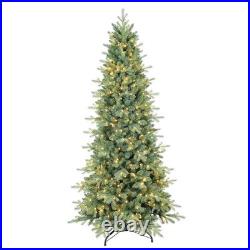 6 FT Prelit Artificial Skinny Christmas Tree, Blue Spruce Slim Pencil Xmas Tre