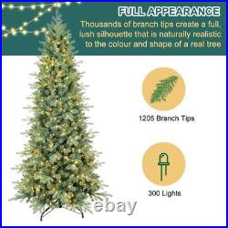 6 FT Prelit Artificial Skinny Christmas Tree, Blue Spruce Slim Pencil Xmas Tre