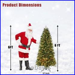 6 FT Prelit Artificial Skinny Christmas Tree with1032 PE&PVC Branch Tips 300 Light