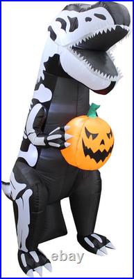 6 FT Tall Halloween Inflatable Skeleton Dinosaur Tyrannosaurus T-Rex Pumpkin L