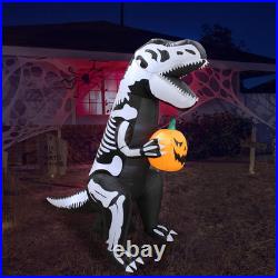 6 FT Tall Halloween Inflatable Skeleton Dinosaur Tyrannosaurus T-Rex Pumpkin L