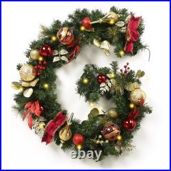 6 Feet Pre-Lit Christmas Garland with Lights for Mantle, Lighted Outdoor Xmas