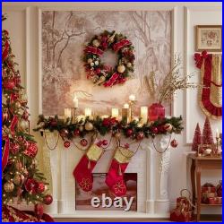 6 Feet Pre-Lit Christmas Garland with Lights for Mantle, Lighted Outdoor Xmas