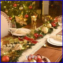 6 Feet Pre-Lit Christmas Garland with Lights for Mantle, Lighted Outdoor Xmas