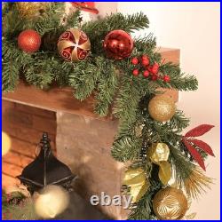 6 Feet Pre-Lit Christmas Garland with Lights for Mantle, Lighted Outdoor Xmas