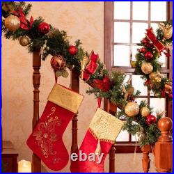 6 Feet Pre-Lit Christmas Garland with Lights for Mantle, Lighted Outdoor Xmas