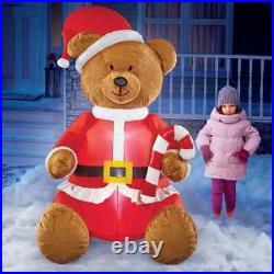 6 Foot Plush Santa Teddy Bear Lighted Christmas Outdoor Airblown Inflatable