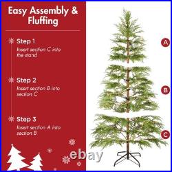 6 Ft Artificial Full Christmas Tree Includes LED Lights & Metal Stand Xmas Decor