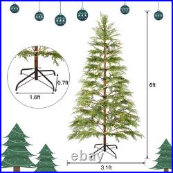 6 Ft Artificial Full Christmas Tree Includes LED Lights & Metal Stand Xmas Decor