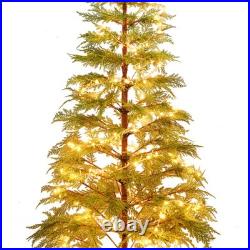 6 Ft Artificial Full Christmas Tree Includes LED Lights & Metal Stand Xmas Decor
