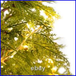 6 Ft Artificial Full Christmas Tree Includes LED Lights & Metal Stand Xmas Decor