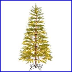 6 Ft Artificial Full Christmas Tree Includes LED Lights & Metal Stand Xmas Decor
