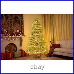 6 Ft Artificial Full Christmas Tree Includes LED Lights & Metal Stand Xmas Decor