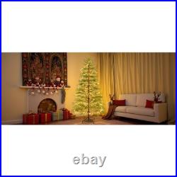 6 Ft Artificial Full Christmas Tree Includes LED Lights & Metal Stand Xmas Decor