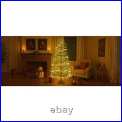 6 Ft Artificial Full Christmas Tree Includes LED Lights & Metal Stand Xmas Decor