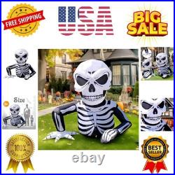 6 Ft Halloween Inflatable Half Body Skeleton Skull Decorations, Day of The De
