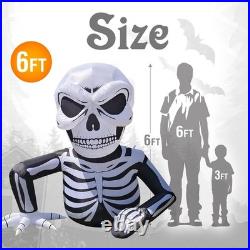 6 Ft Halloween Inflatable Half Body Skeleton Skull Decorations, Day of The De