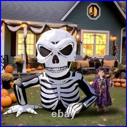 6 Ft Halloween Inflatable Half Body Skeleton Skull Decorations, Day of The De