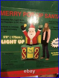 6 Ft Lighted Inflatable Pop-up Santa In Toybox