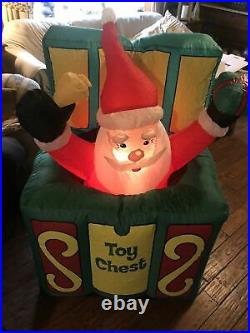 6 Ft Lighted Inflatable Pop-up Santa In Toybox