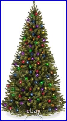 6 Ft Pre-Lit Premium Green Blue Fir Artificial Christmas Tree, Multi Color LEDs
