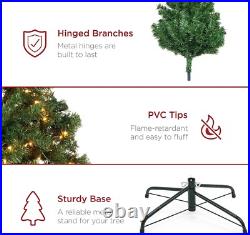 6 Ft Pre-Lit Premium Green Blue Fir Artificial Christmas Tree, Multi Color LEDs