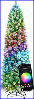 6 Ft Prelit Christmas Tree with 233 LED Lights, App Control, Slim Pencil Christm 6 Ft Prelit Christmas Tree with 233 LED Lights, App Control, Slim Pencil Christm