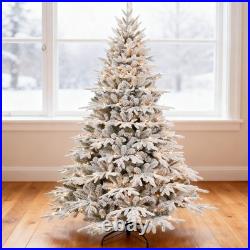 6 Ft Prelit Flocked Christmas Tree Artificial Frosted Fir Tree With 400 lights