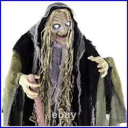 6-Ft Talking Lighted Animatronic Witch Free Standing Decoration Life Size Statue
