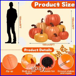 6 Ft Tall Fall Thanksgiving Pumpkin Inflatable Decorations with Build-In Leds Fa