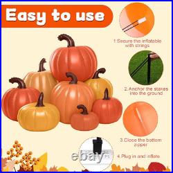 6 Ft Tall Fall Thanksgiving Pumpkin Inflatable Decorations with Build-In Leds Fa