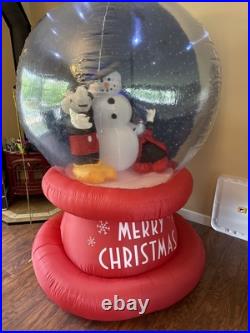 6' Gemmy Airblown Inflatable Disney Mickey and Minnie Mouse Snowman Snowglobe