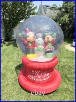 6' Gemmy Airblown Inflatable Disney Mickey and Minnie Mouse Snowman Snowglobe