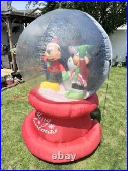 6' Gemmy Airblown Inflatable Disney Mickey and Minnie Mouse Snowman Snowglobe