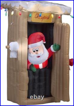 6' Gemmy Animated Airblown Inflatable Christmas Santa Claus in Outhouse