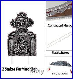 6 Halloween Yard Stakes Scary Tombstones Cemetery Decoration Large Outdoor Props
