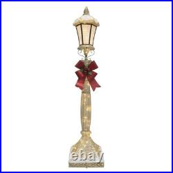 6' Lighted Warm White LED Gold Christmas Lamp Post Outdoor Lawn Holiday Decor