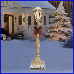 6' Lighted Warm White LED Gold Christmas Lamp Post Outdoor Lawn Holiday Decor