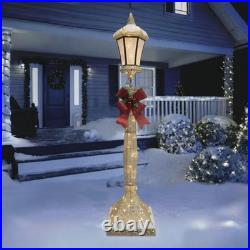 6' Lighted Warm White LED Gold Christmas Lamp Post Outdoor Lawn Holiday Decor
