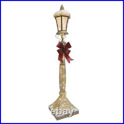 6' Lighted Warm White LED Gold Christmas Lamp Post Outdoor Lawn Holiday Decor