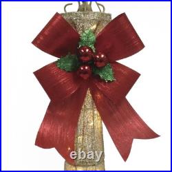 6' Lighted Warm White LED Gold Christmas Lamp Post Outdoor Lawn Holiday Decor