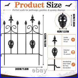 6 Pack Halloween Skull Fence for Garden Outdoor Halloween Spooky Gothic Yard Dec
