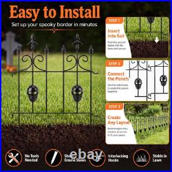 6 Pack Halloween Skull Fence for Garden Outdoor Halloween Spooky Gothic Yard Dec