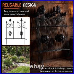 6 Pack Halloween Skull Fence for Garden Outdoor Halloween Spooky Gothic Yard Dec