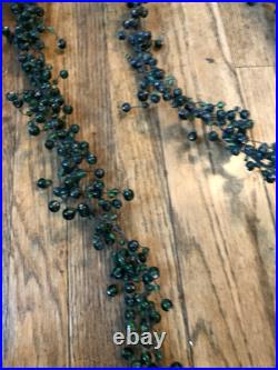 6 Strands Pottery Barn Green Beaded Glass Pepperberry Garland Vintage