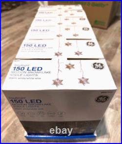 6 boxes GE StayBright 150 ct Warm White LED Motion Snowflake Icicle Lights NEW