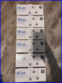 6 boxes GE StayBright 150 ct Warm White LED Motion Snowflake Icicle Lights NEW