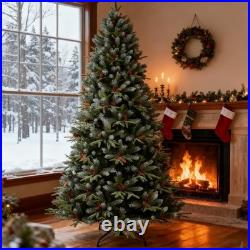 6 ft Artificial Christmas Tree Pre-Decorated with Snow Flocked 1593 PVC&PE Tips