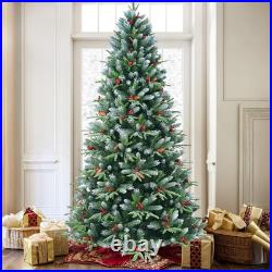 6 ft Artificial Christmas Tree Pre-Decorated with Snow Flocked 1593 PVC&PE Tips