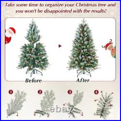 6 ft Artificial Christmas Tree Pre-Decorated with Snow Flocked 1593 PVC&PE Tips